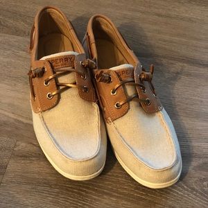 NIB - Sperry Sparkle Linen Boat Shoe - 10